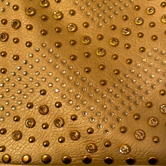 Rhinestone embellished gold shoulder handbag - Picture 3 of 4